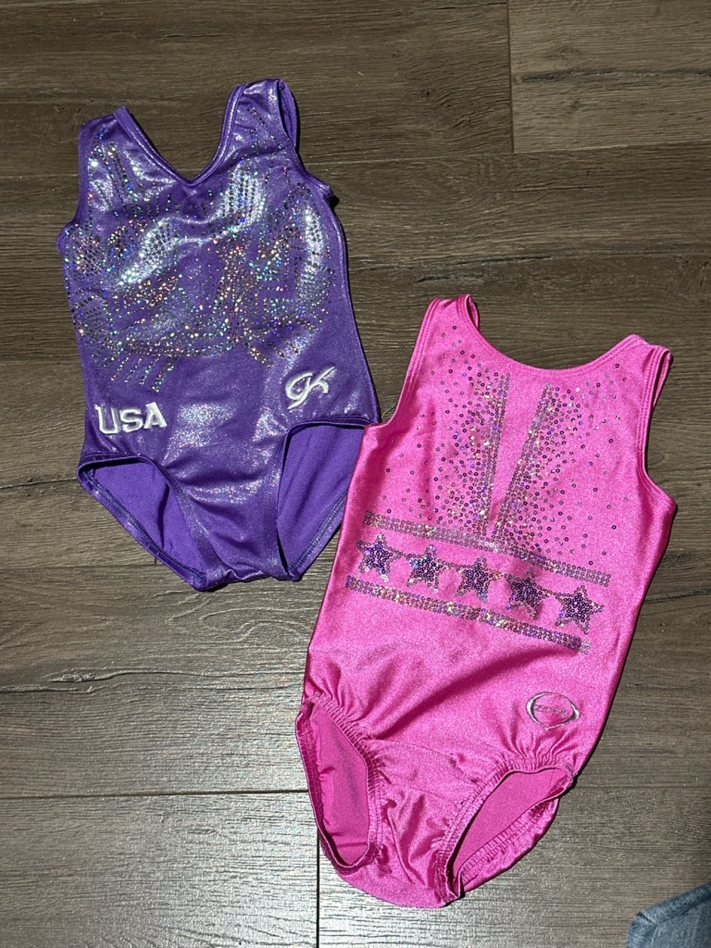 2 KIDS/GIRLS Gymnastics Leotard-PURPLE & PINK GLITTER Leotard